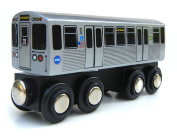 Muni Pals Munipals Chicago Transit Authority Wooden Railway Pink Line–Child Safe And Tested Wood Toy Train