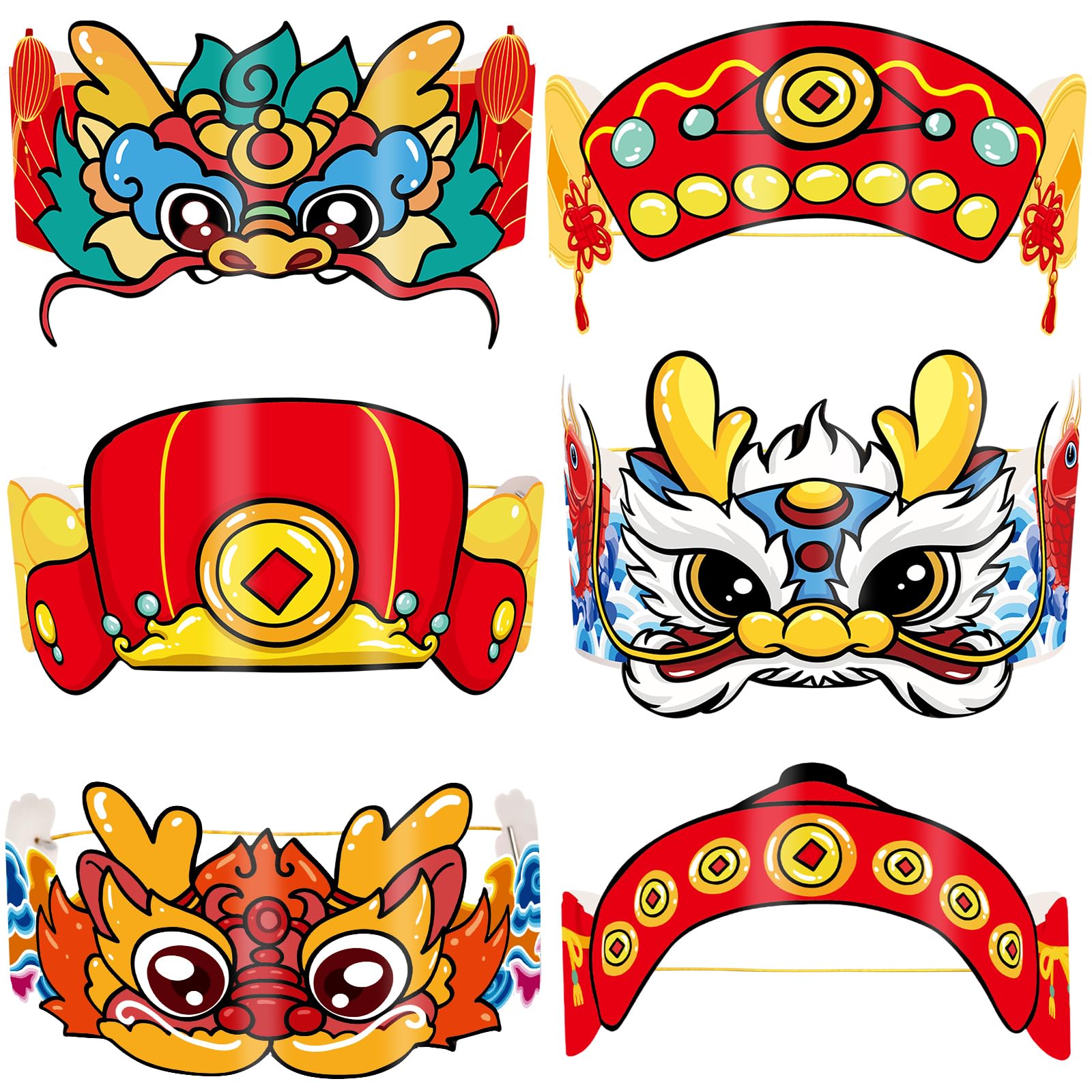 Fancy Land Chinese New Year Paper Crown 2026 Year of the Horse Party Top Hats Lunar Spring Festival Headbands for Photo Booth Pr
