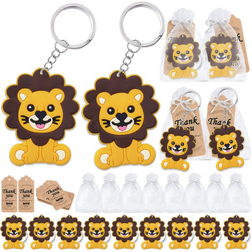 CiciBear 60 Pack Lion Party Decorations for Guests, 20 Lion Keychains, 20 Tags and 20 Gift Bags for Jungle Safari Wild Woodland 
