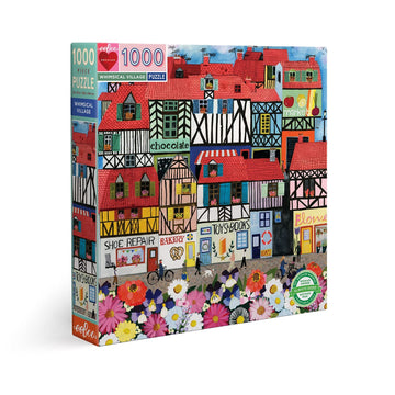 eeBoo: Piece and Love Whimsical Village 1000-piece Square mature-themed Jigsaw Puzzle  Jigsaw Puzzle for mature-themeds and Families  Includes Glossy  Sturdy Pieces and Minimal Puzzle Dust