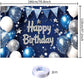 Yilzo Backdrop Blue Silver Balloon Star Happy Birthday Banner 70.8 x 47.2 Inch Photography Background for Men Party Supplies