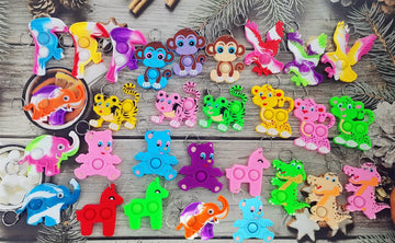 Roaqua (Classroom Students Kids Party Favors) 24 Packs Bulk Small Space Mini Pop Keychain Toy,Ufo Cute Y Baby Turtle Starship Se