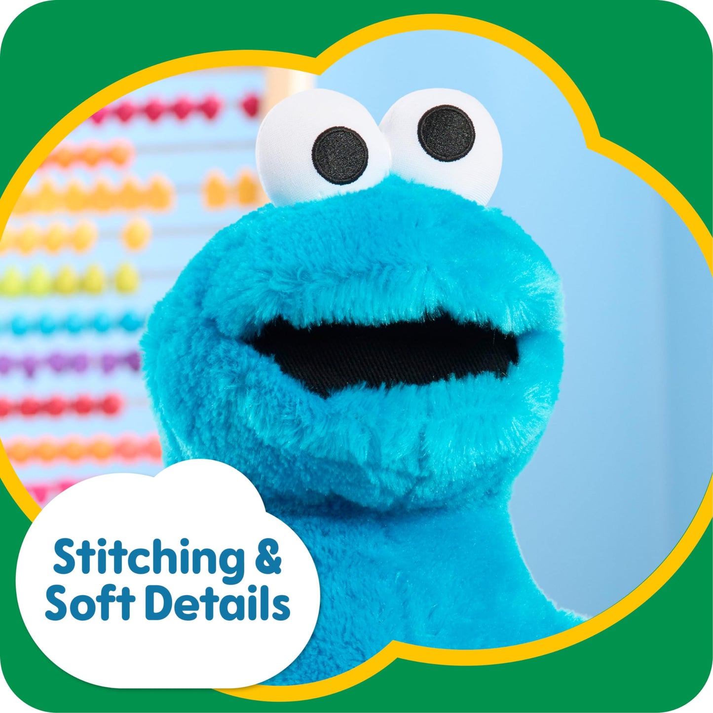 Just Play Large Plush Cookie Monster Stuffed Animal, 18-inch, Blue, Polyester, Model 53427, Perfect for Kids Ages 3 and Up