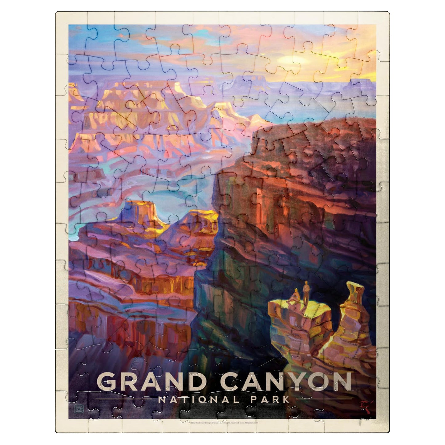 MyPuzzle Grand Canyon National Park: Sunset  Vintage Poster - enhanced 100 Piece Jigsaw Puzzle for mature-themeds