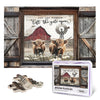 Highland Cow Jigsaw Puzzles 1000 Pieces for Adults, Farm Animal & Daisies Country Scene, Rustic Window View Wooden Puzzle, Relax