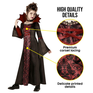 Morph Vampire Costume For Girls, Kids Girl Vampire Costume, Girl Vampire Costume, Scary Girls Halloween Costume, Large