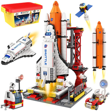 Wishlife City Space Exploration Shuttle Toy - Building Blocks Sets For 6 7 8 9 10 11 12 Year Old Boys Girls, Mars Rover, Launcher, Satellite, Aerospace Spaceship Toys Gifts For Kids Age 6-12 (660 Pcs)