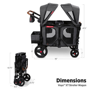 Radio Flyer Voya Xt Stroller Wagon, 2 Seater Wagon Stroller For Kids, Baby Stroller Wagon