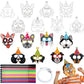 Lenwen 16 Set Animal DIY Masks Dog Coloring Dog Party with 24 Pcs Watercolor Pen Blank Jungle Animal Unpainted Masks for Kid Bir