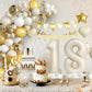 18Th Birthday Decorations For Sand White Gold,18Th Birthday Balloon Arch Garland Kit With Happy 18Th Birthday Number 18 Foil Bal