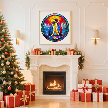 Wooden Puzzles for mature-themeds - Colorful Couple Penguins Wooden Jigsaw Puzzle  Unique Animal Shaped Wood Puzzles mature-themed  Christmas Birthday Gifts for Friends/Family  Home Decor 8.5 * 8.5in 100pcs