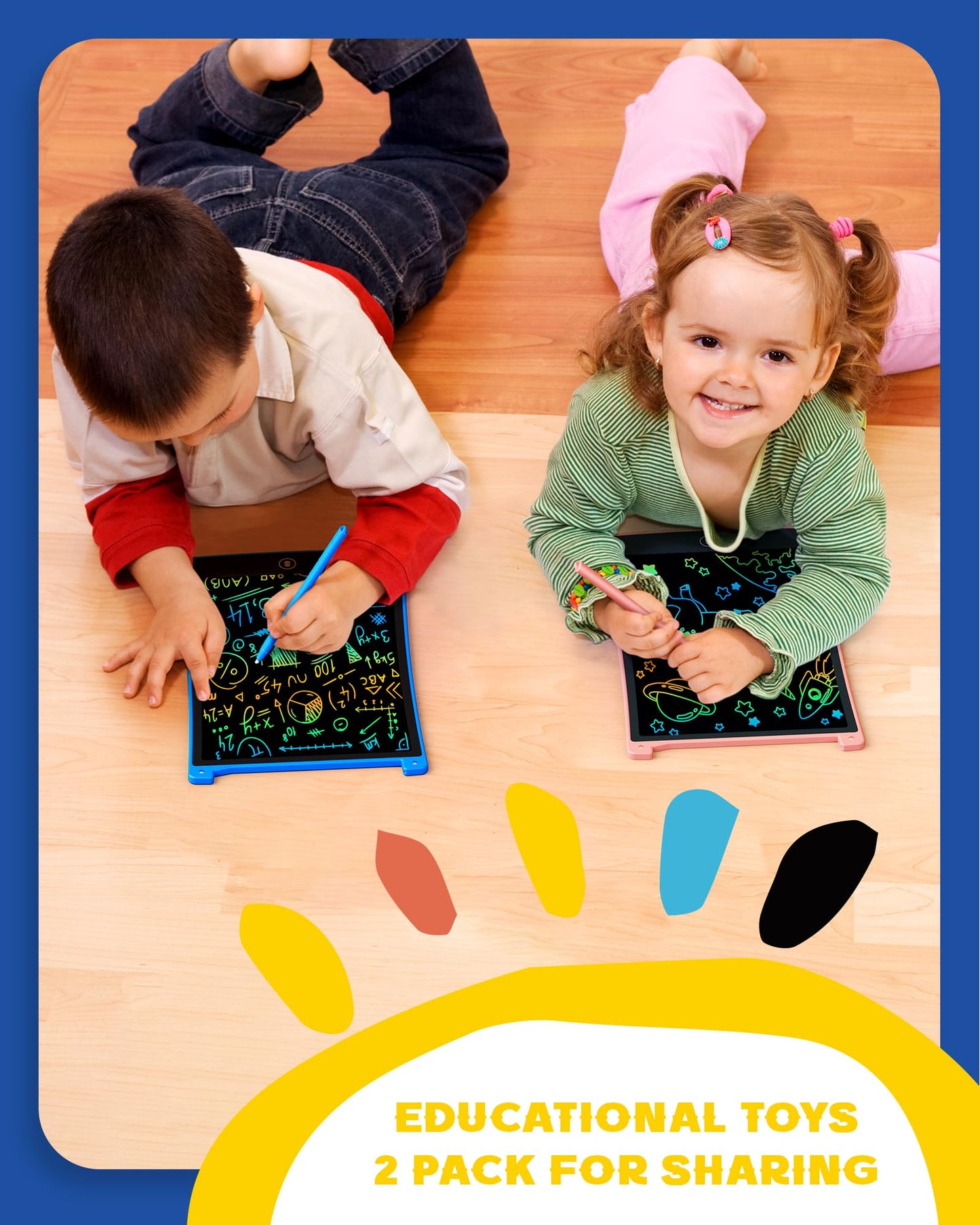 bravokids Toys Gifts for 3-6 Years Old Girls Boys, 3 Pack LCD Writing Tablet with 6 Stylus, 8.5 inch Colorful Doodle Board Drawi