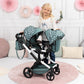 Bayer Design Dolls: Pram Xeo Twin - Green & White Stars - Seats 2 Dolls Up to 18, Shoulder Bag, Adjustable Handle, Foldable, Kid