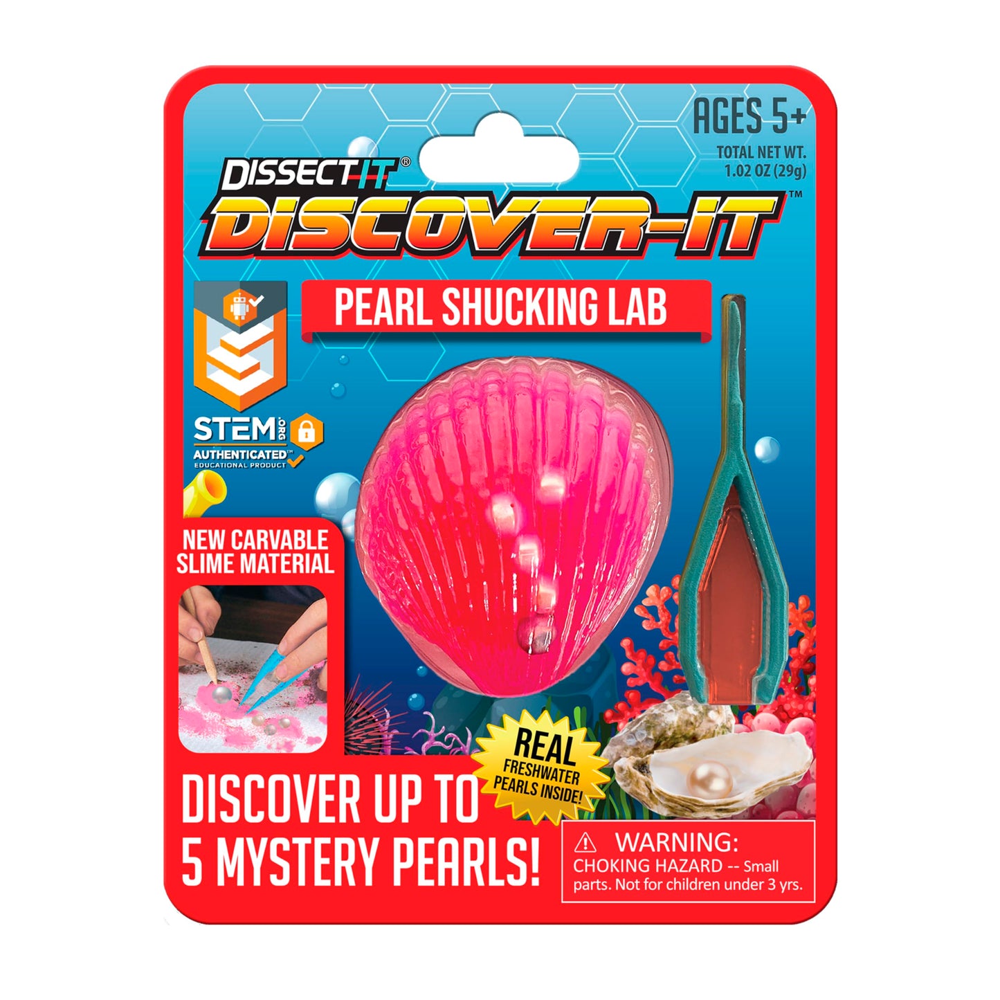 Top Secret Toys Discover-It Dissection Kit For Kids, Real Freshwater Pearl Science Lab Kit To Learn About Oysters, Science Toys