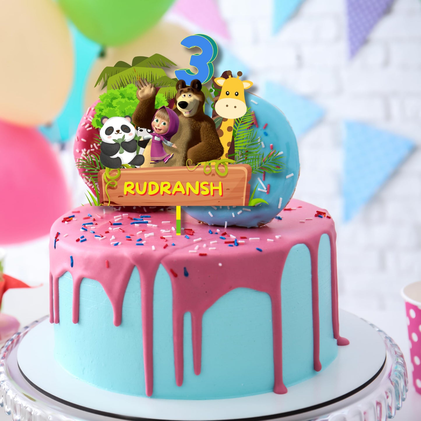 Yellow Nuts Personalised Cake Topper For Birthday Cartoon Theme Kids Boys Girls 1St Birthday Anniversary Props Cake Decor Decora