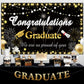Graduation Backdrop 2024 Congrats Grad Banner Black Gold Graduation Banner.Class of 2024 Graduation Decorations Photography Back