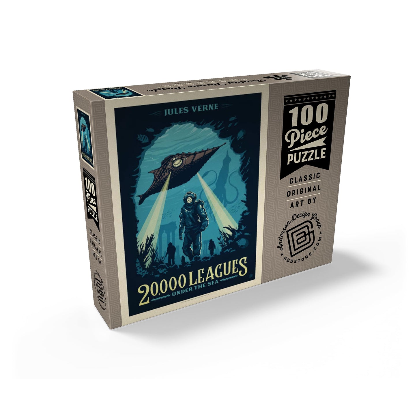 Mypuzzle 20,000 Leagues Under The Sea: Jules Verne, Vintage Poster - Premium 100 Piece Jigsaw Puzzle For Adults