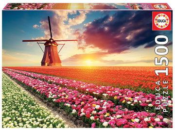 Educa - Tulips Landscape - 1500 Piece Jigsaw Puzzle - Puzzle Glue Included - Completed Image Measures 33.5' X 23.5' - Ages 14+ (18465)