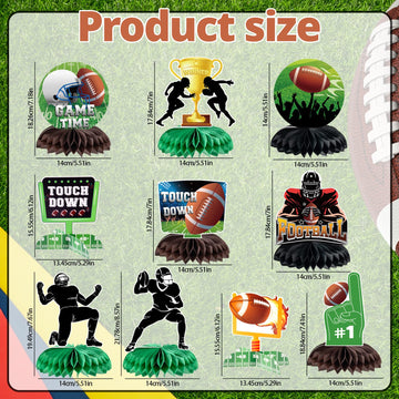 10 Pcs Football Party Decorations Football Honeycomb Centerpieces Double-Sided Football Table Centerpiece For Football Birthday Party Sports Tailgate Game Party Decorations Supplies Favors