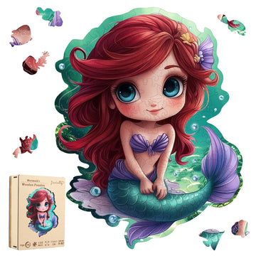 Wooden Puzzles for mature-themed and Kids  100 Pieces Ocean Puzzle  Mermaid Unique Shaped Wooden Preschool Puzzle  Toddler Wooden Puzzle Toy Gift for Family and Friends  Suitable for Family Games