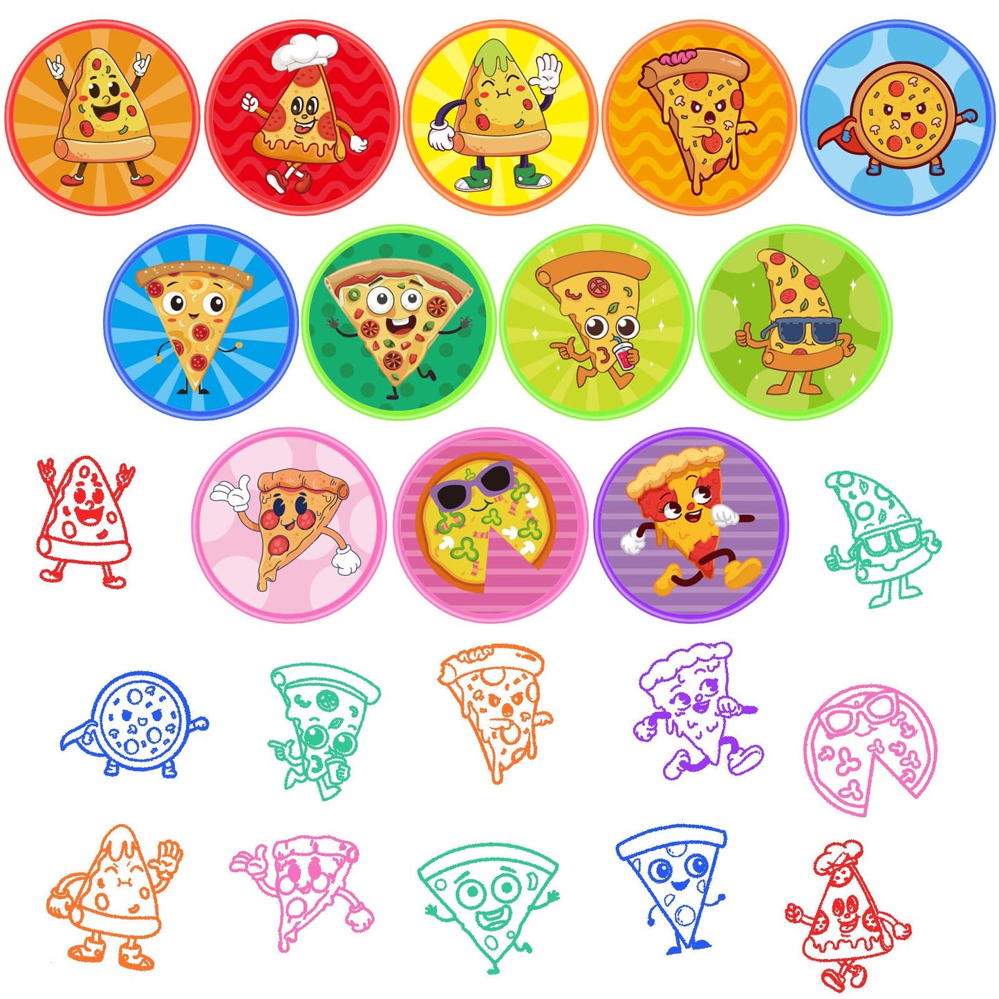 Cinrobiye 24 Pcs Pizza Party Stampers for Boys Girls,Pizza Birthday Favors, Food Themed Party Goodie Bag Fillers, Classroom Rewa