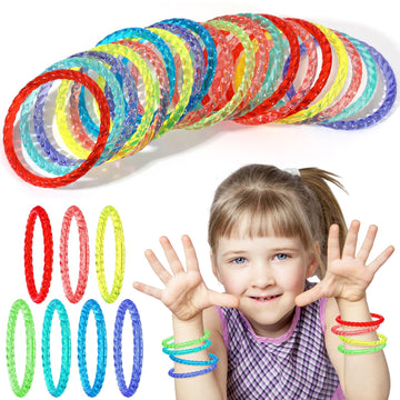 Marsui 100 Pack Crystal Plastic Bangle Bracelets for Toddler Kids Ages 2-8 Baby Bangles Wristbands Assorted Bright Neon Colors B