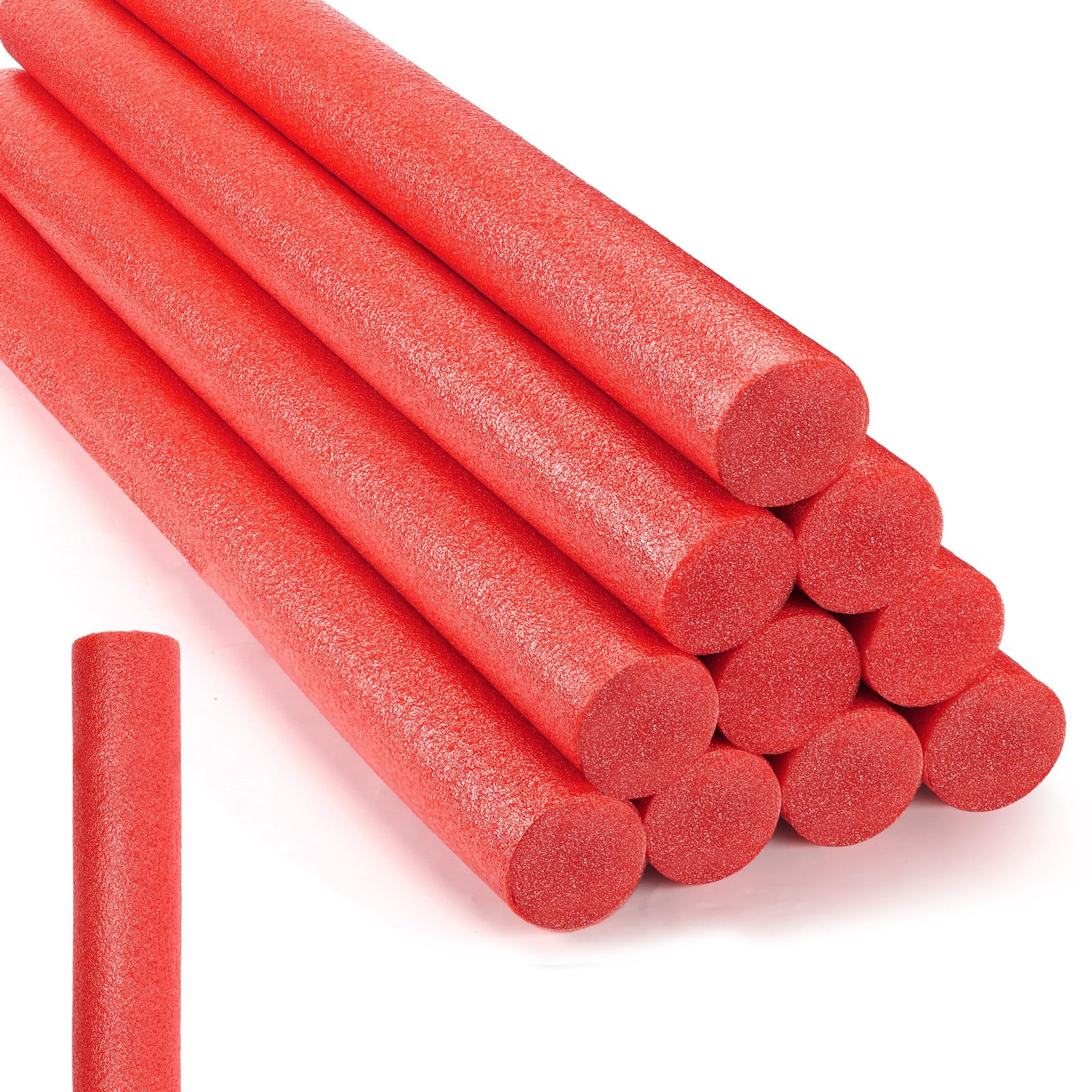 Kathfly 12 Pcs Floating Pool Noodles Foam Tube 1.5 X 35 Inches Floating Foam Tube Round Solid Noodle For Adults Swimming Craft Project(Red)