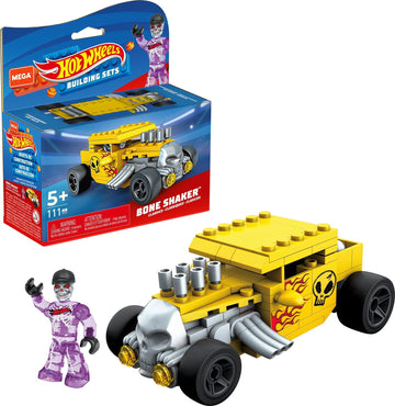 Mega Hot Wheels Bone Shaker Racecar Building Set With 111 Pieces With Micro Figure Driver Figure, Toy Gift Set For Ages 5 And Up