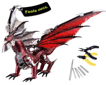 Piececool Black Dragon King 3D Metal Model Building Kits With Diy Tools Set, Challenging 3D Metal Puzzles For Family Time, Great Christmas Birthday New Year Gifts