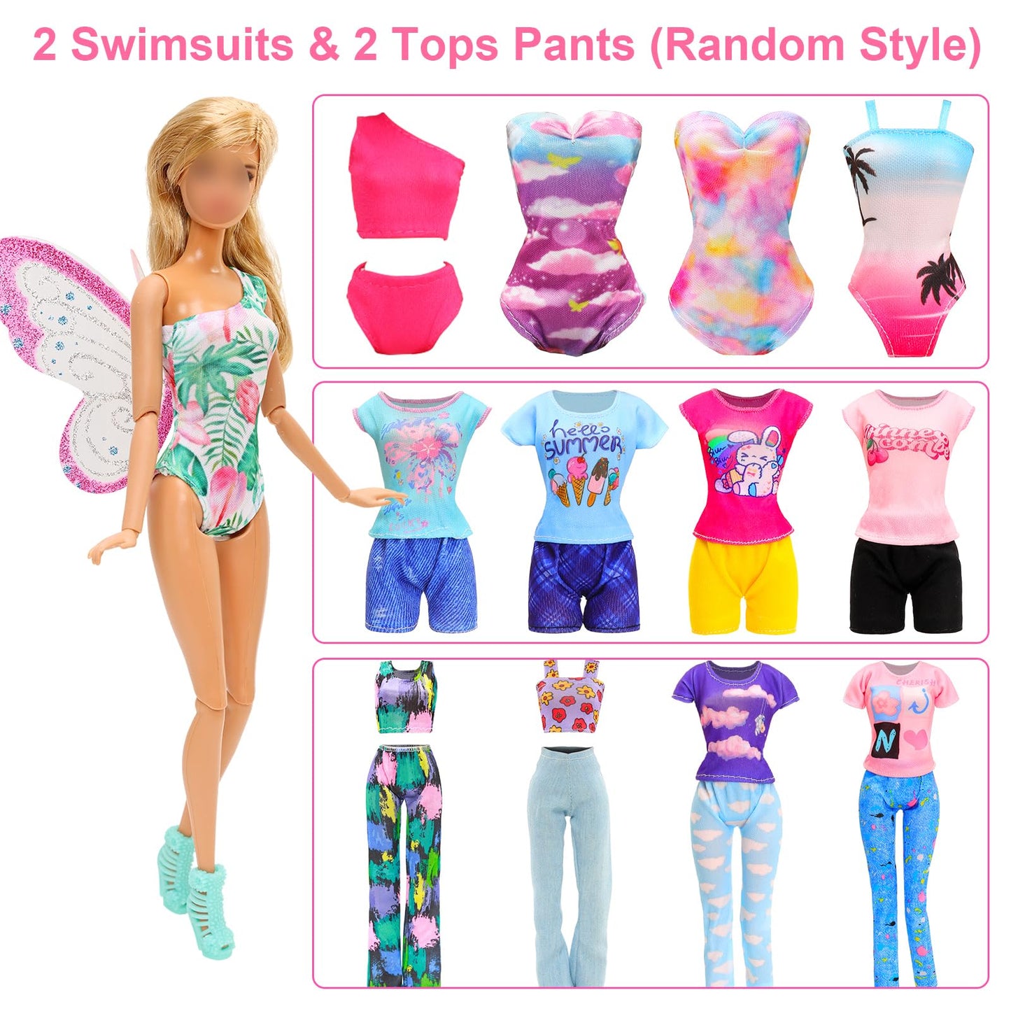 Miunana 11.5 Inch Girl Doll Wardrobe Set 114 Pcs Clothes And Accessories Wedding Dress Fashion Sequin Dresses Swimsuit With Butt