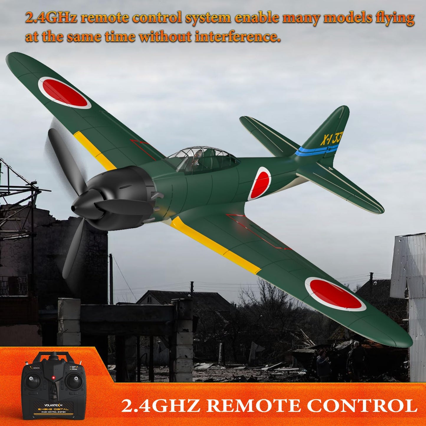 GLUISEUR RC Plane 4 Channel Remote Control Airplanes, 4-CH RC Airplane Ready to Fly Zero-Fighter Radio Controlled Aircraft for B