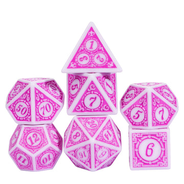 Poludie 7PCs DND Dice Set, Unique Window Lattice Pattern D&D Dice Set with Leather Dice Bag, Polyhedral Dice for Dungeons and Dr