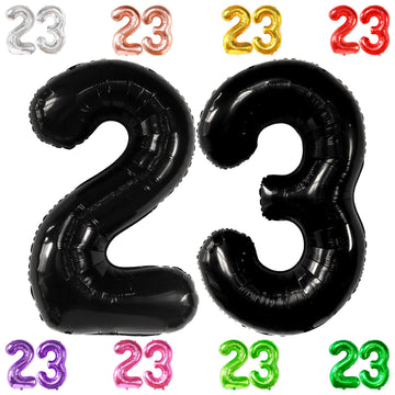 Katchon Black 40 Inch 23 Balloon - Birthday & Anniversary Decorations For Women & Men - Reusable, Self Sealing, Foil, Number Balloon