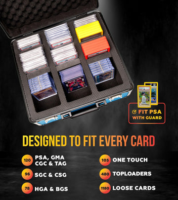 SLAB protective covering FUSION 3 Row Graded Card Storage Box PSA Card Slab Case For Graded cards Holds 120+ Slabs Graded Card Case PSA Slab Box Graded Card Storage Sports Baseball Card Collector Gifts (Royal Blue)