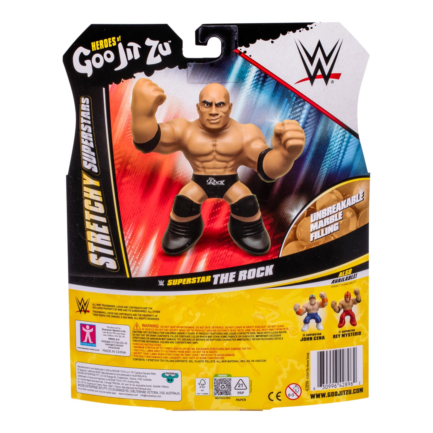 Heroes of Goo Jit Zu WWE Stretchy Superstar The Rock - 4.5" Multicolor Sensory Toy, Goo-Filled, Stretchable, Model 42896