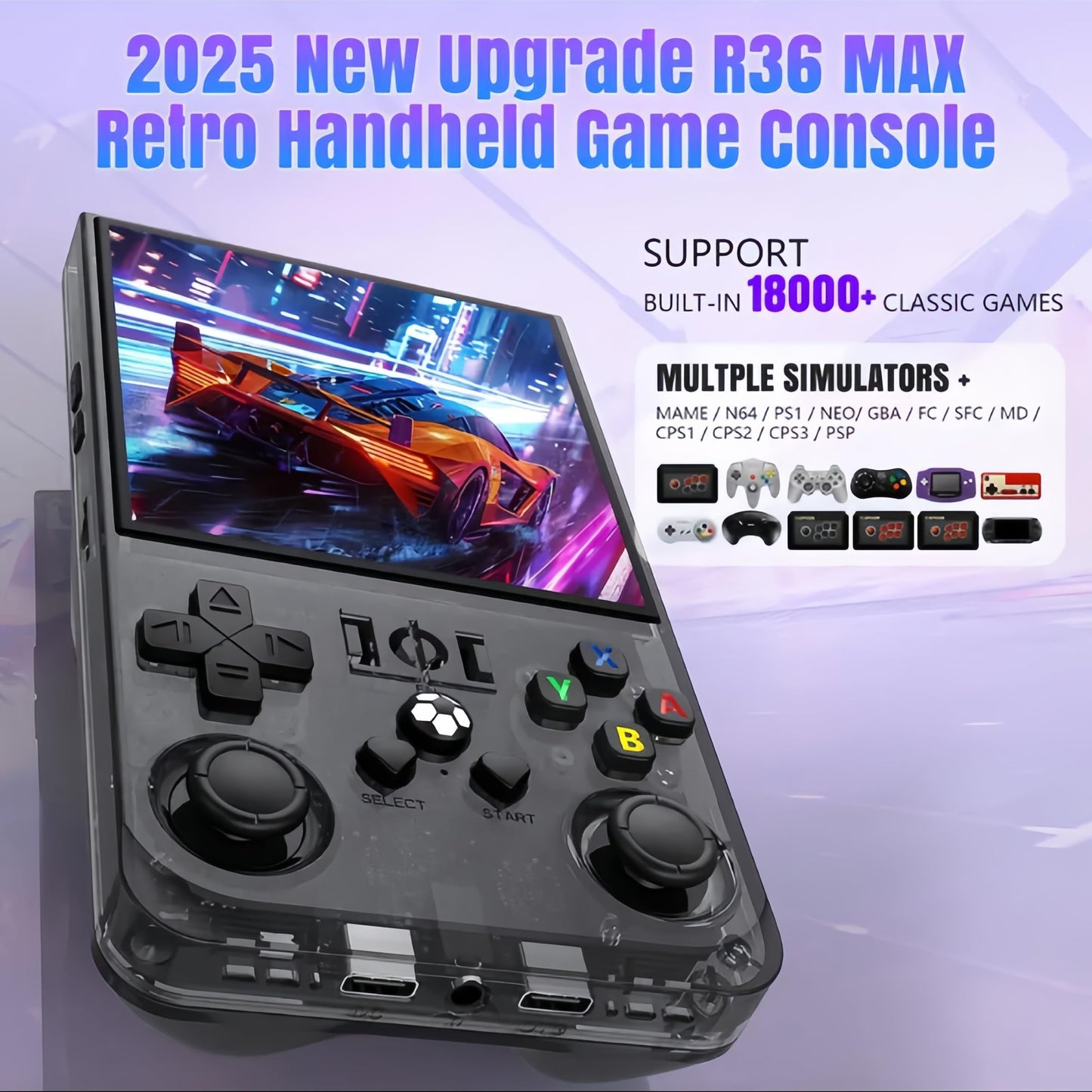 Vinego R36Max Retro Handheld Game Console, 4.0 Inch Ips Screen, More Than 20 Emulator And 18000+ Games, Portable Hand Held Open