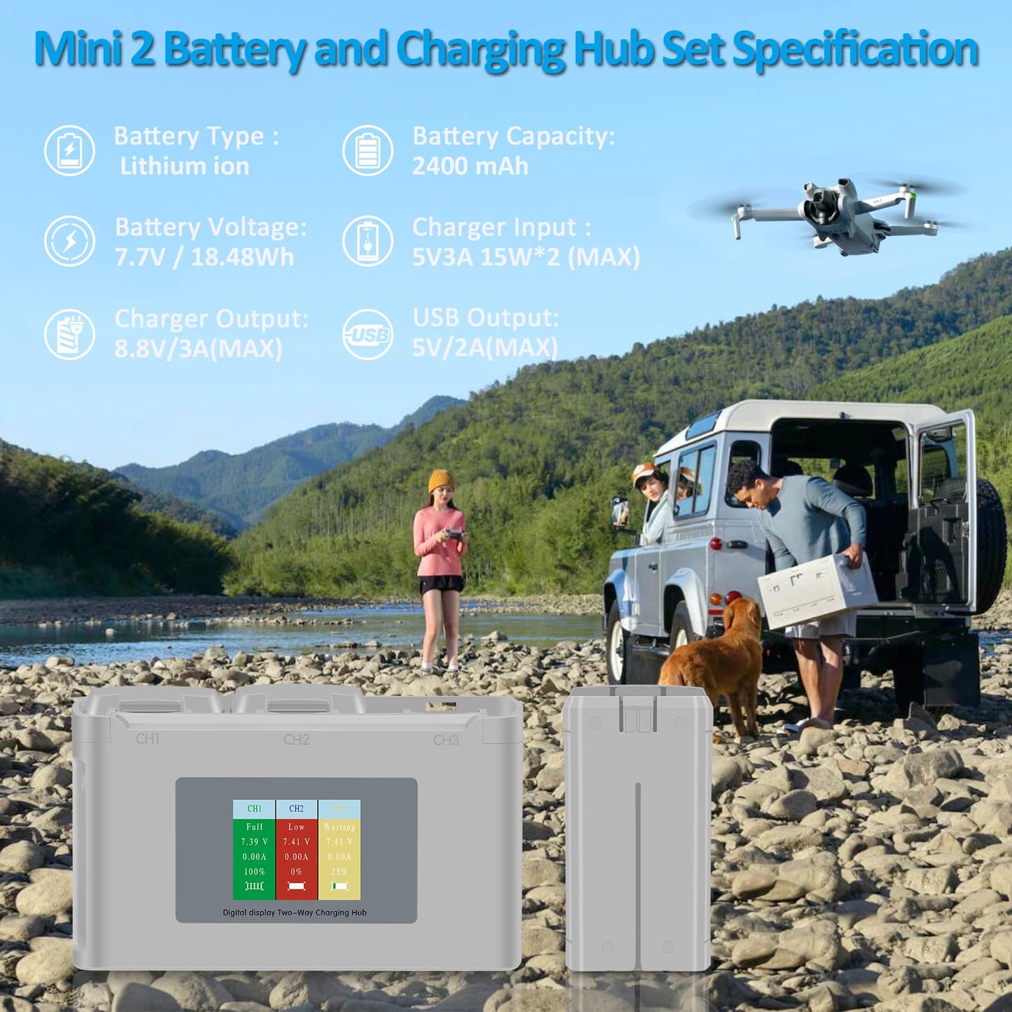 Fantayso Intelligent Mini 2 SE/Mini 2 Flight Battery 2 Packs 2400mAh Capacity 31 Minutes of Max Flight Time Compatible with DJI