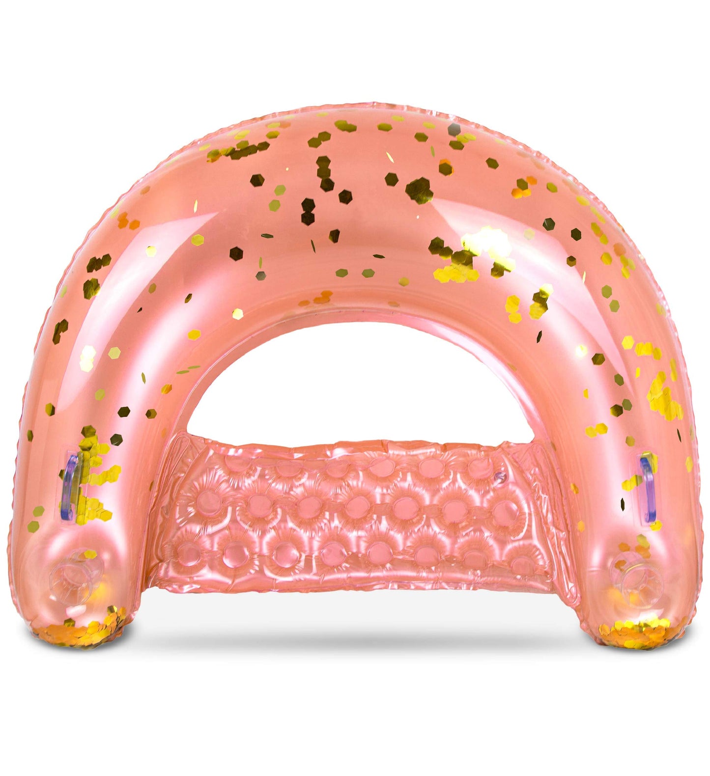 POZA Inflatable Pool Float Chair - Sparkle Confetti Lounge Inflatable Pool Floats  2 Built in Cup Holders & Handles  mature-themed Inflatable Pool Lounger Floating Chair for Beach  Lake & Pool - 48x38 Inch
