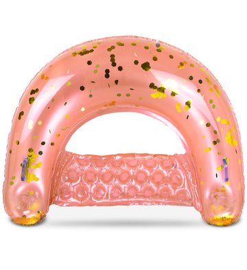 POZA Inflatable Pool Float Chair - Sparkle Confetti Lounge Inflatable Pool Floats  2 Built in Cup Holders & Handles  mature-themed Inflatable Pool Lounger Floating Chair for Beach  Lake & Pool - 48x38 Inch