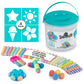 Loddie Doddie 49pc Sidewalk Chalk Bucket - Outdoor Activity Play Set for Kids, 31 Assorted Chalk Sticks, 4 Holders, 10 Ball Refi