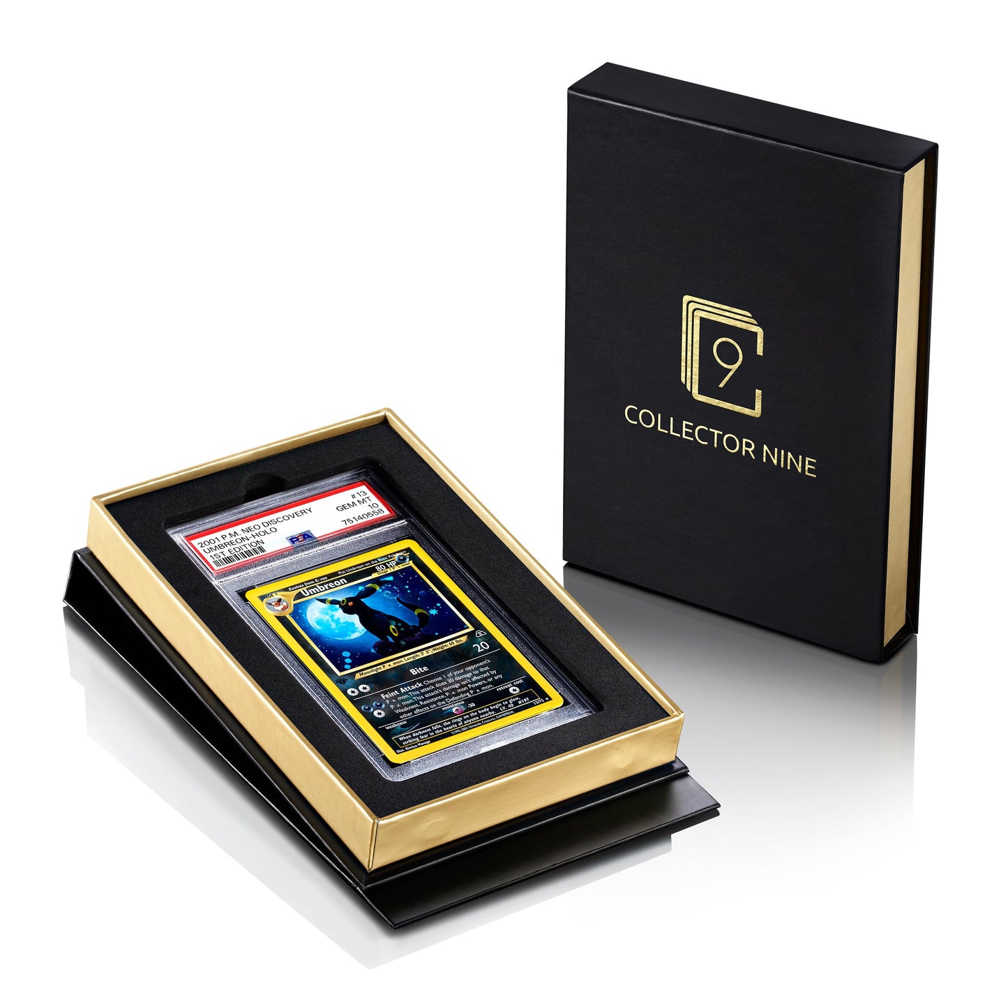 Collector Nine PSA/CGC Display Gift Case Magnetic Flip | Graded Card Storage Slab Shipping Box Holder (Blue, PSA/CGC 3-Pack)