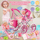 Baby Doll Stroller Toys Set With 12.5'' Baby Doll,Dining Chair,Quilt Pillow,24 Pcs Baby Doll Accessories And 2 Sets Doll Clothes
