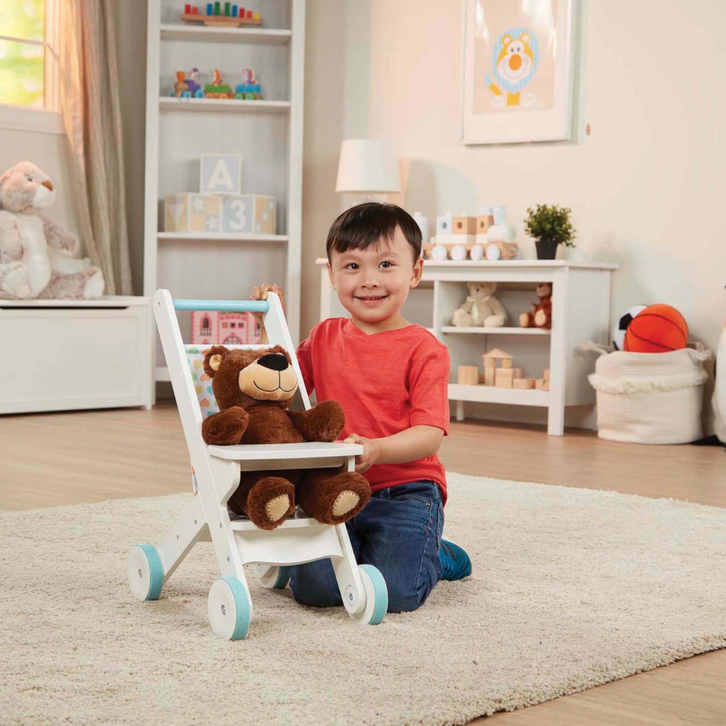 Melissa & Doug Mine To Love Wooden Play Stroller For Dolls-Stuffed Animals - White (18   H X 8   W X 11   D Assembled)