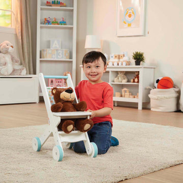 Melissa & Doug Mine To Love Wooden Play Stroller For Dolls-Stuffed Animals - White (18   H X 8   W X 11   D Assembled)