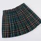 Womens Pleat Plaid Mini Skirt High Waist Short Skirts (Xl,Dark Green Mixed White)