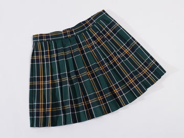 Girl'S School Uniform Plaid Pleated Costumes Skirts (M, Dark Green Mixed White)