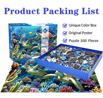 500 Piece Jigsaw Puzzle for mature-themeds -Sea Turtle jigsaw Puzzles 500 Pieces Puzzles for mature-themeds-The Underwater world Finished Size 19.3 x 13.7