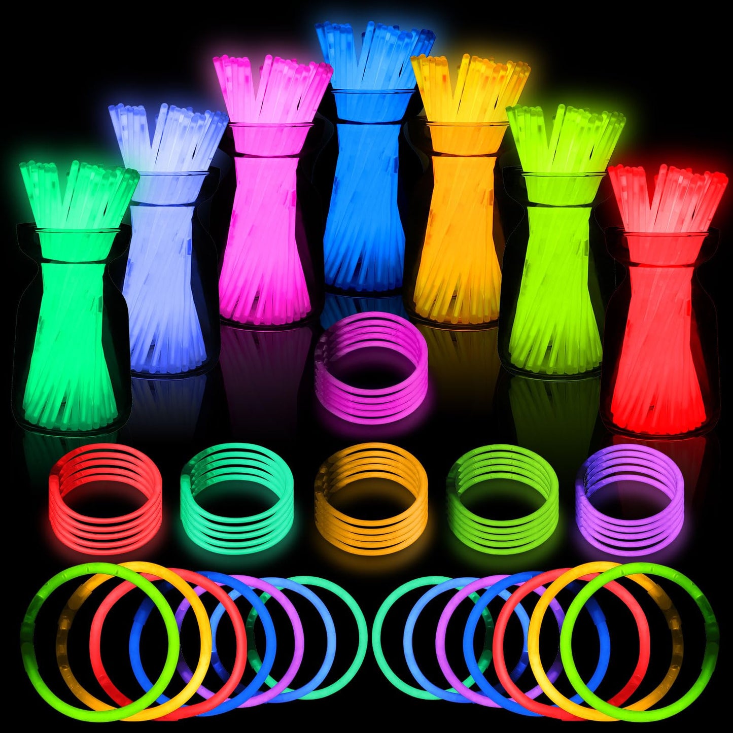Jicuicui Ultra Halloween Bright Glow Sticks - 500 Party Pack With Connectors For Christmas, Neon Birthday And Holidays - Multico