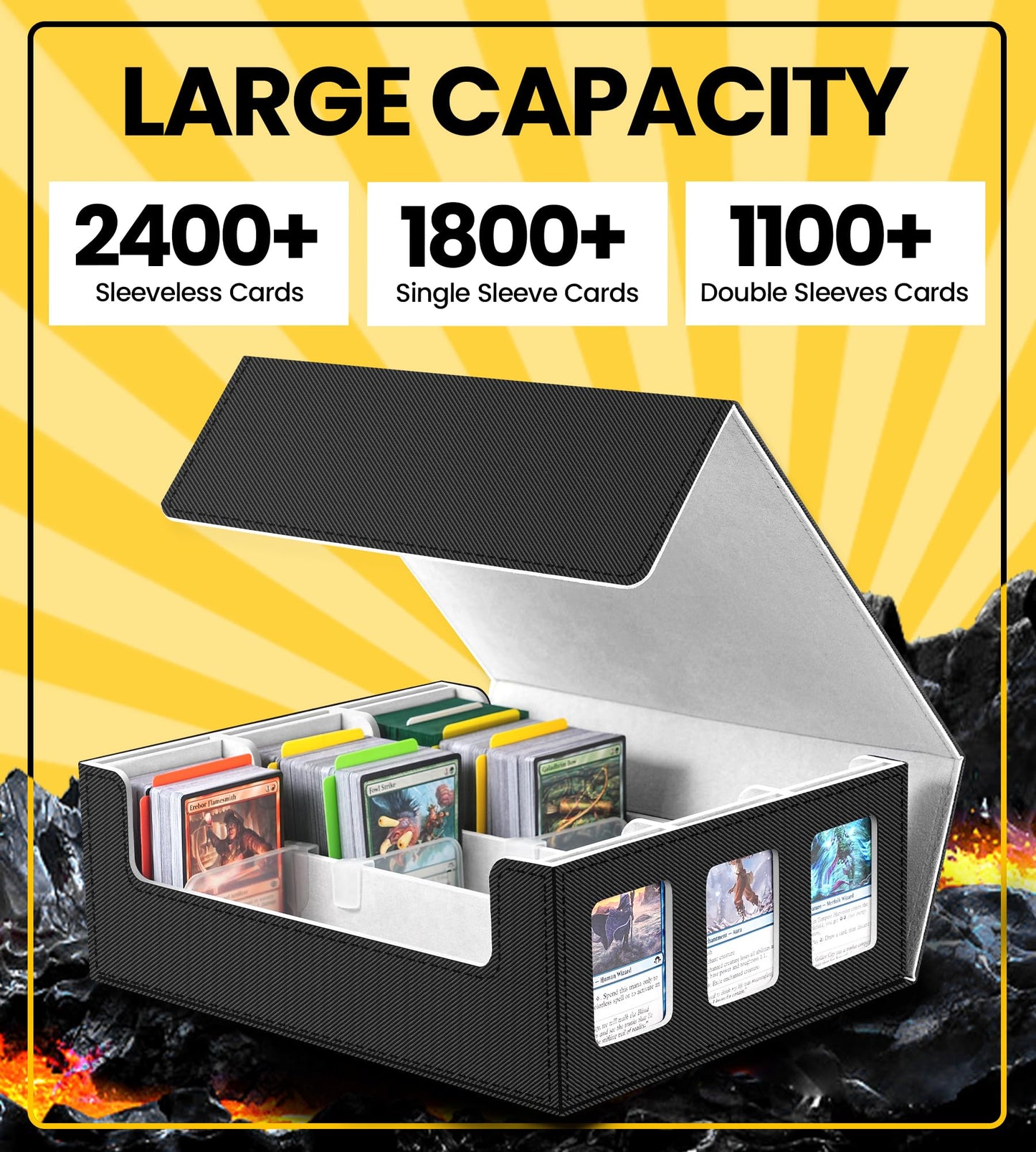 Newloop 6-Window Display Trading Cards Storage Box 2400+ Tcg Commander Deck Case With 6 Card Holders For Magic The Gathering Ptc