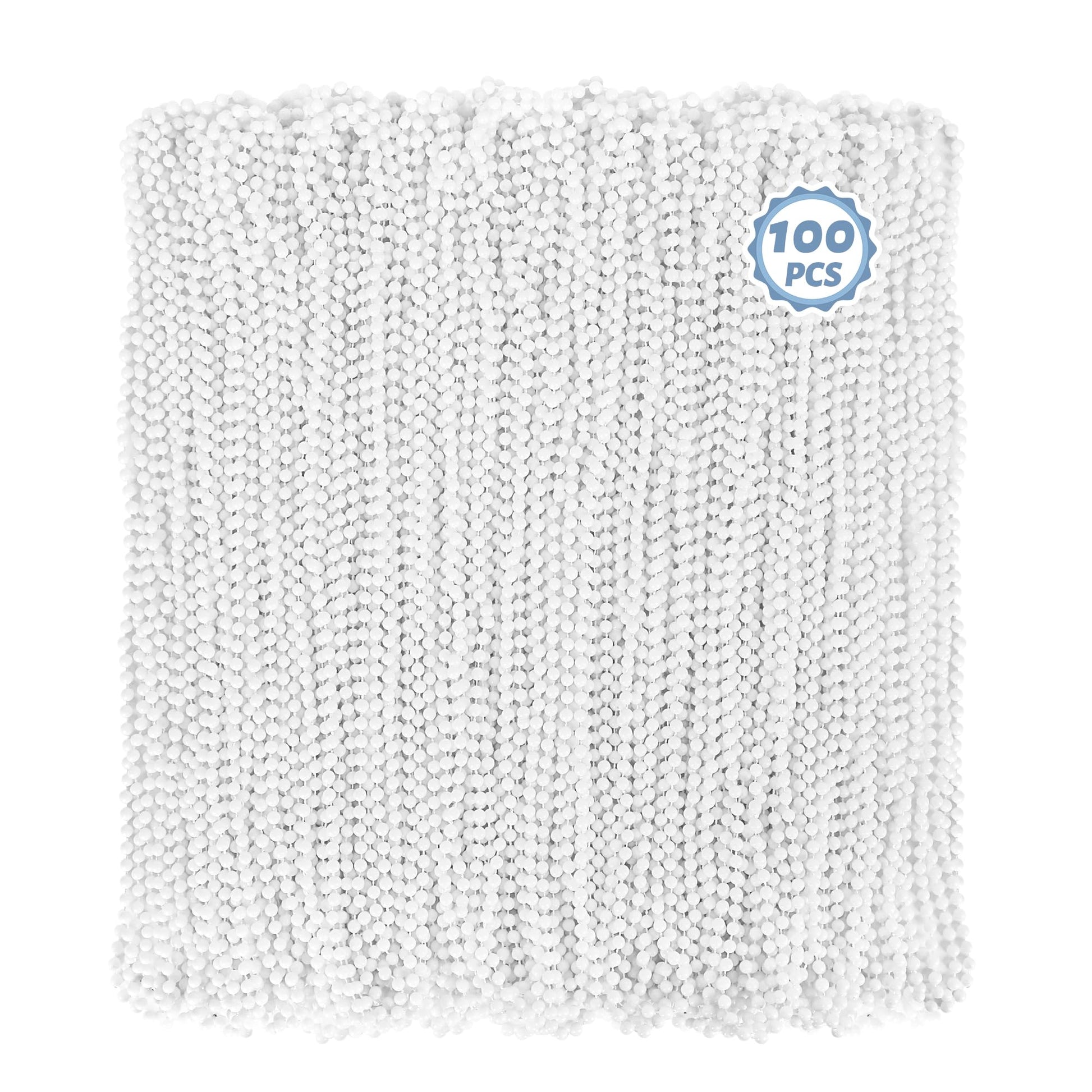 100 PCS White Mardi Gras Beads Bulk, 33'' Mardi Gras Beads Necklaces, Round Beaded Accessories Set Parade Throw Beads Accessorie